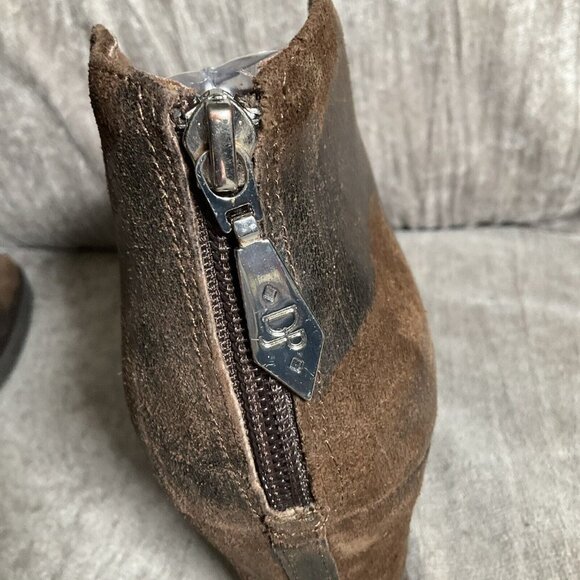 Donald J Pliner Booties 7.5M Daphne Brown Leather Wedge Suede Distressed Leather - Picture 6 of 14